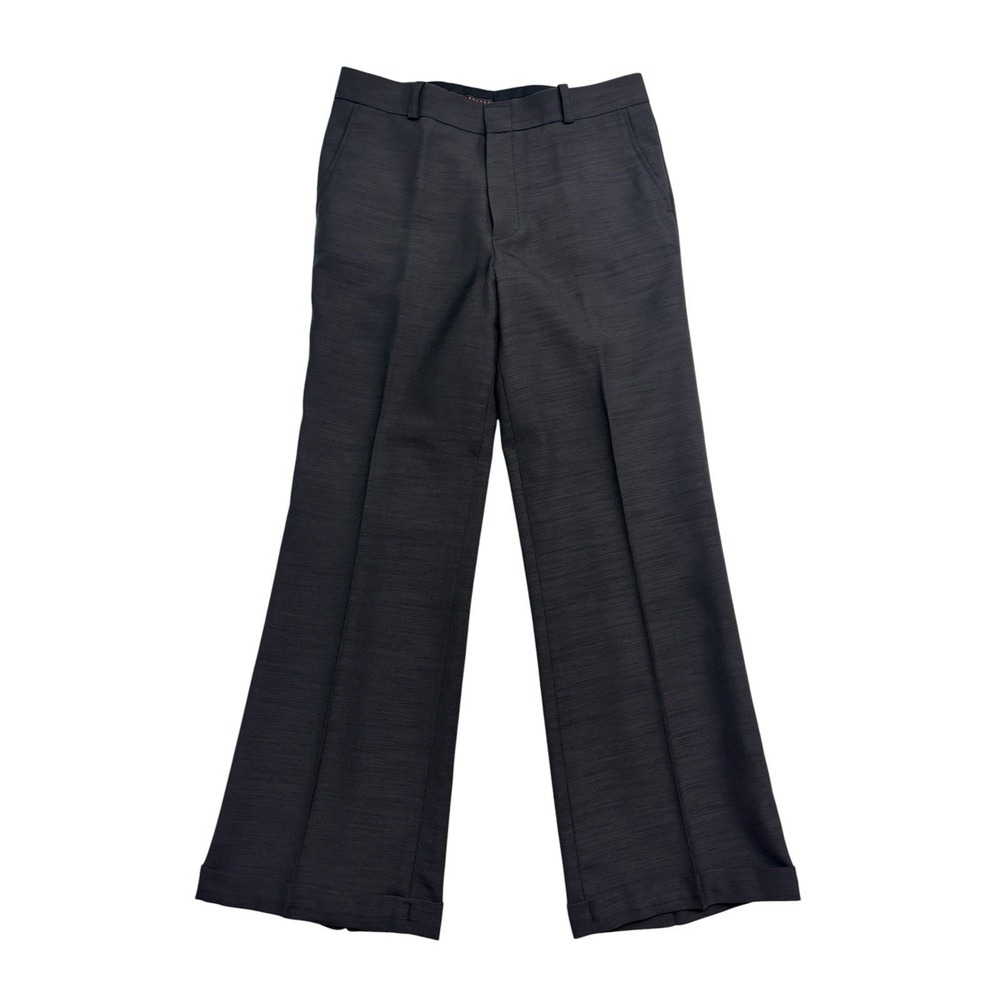 NEW vtg Bespoke Tailored 32x20 Charcoal Silk Pants Trousers Wide Leg Pleated - Picture 1 of 9